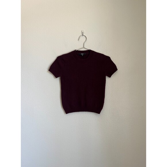 Quince Tops - Quince Women's Mongolian Cashmere Tee in Burgundy Size SMALL